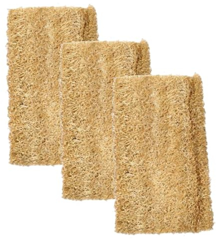 VALICLUD 3pcs Natural Loofah Dish Sponge Thick Organic Loofah Scrubber Pads for Kitchen Cleaning Grease Removing Sponge Wipes Lightweight and Comfortable for Washing Up