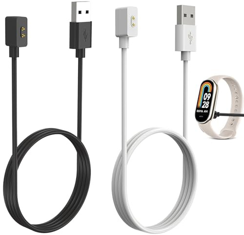 2 Cargador para Xiaomi Smart Mi Band 10/10 Pro/10 Active/9/9 Pro/8/8 Pro/8 Active/9 Active/Redmi Watch 5/5 Active/5 Lite/4/3 Active/3 Lite Redmi Band 2/3 Base de Carga Magnética 1M USB Cable de Carga