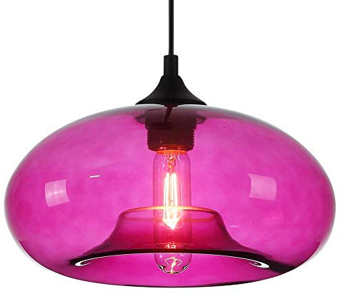 HomeLava E27 60 W Lustre en verre Lampe Douille de lampe Suspension en conception de bulle luminaire Moderne Décoration, Pour salle,Cuisine,Salon,Chambre d'enfant (Violet)