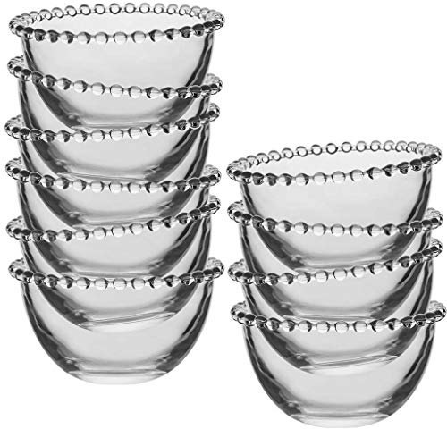 Set of 10 Glass Bowls - Beaded Glass Dessert Bowls Alfresco Dining Tableware