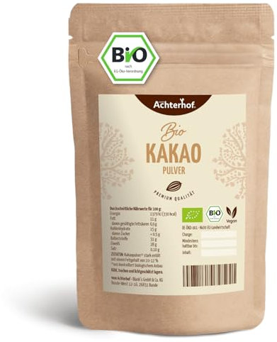 Kakao Pulver Bio 500g | Kakao-Pulver mit feinstem Aroma | naturbelassen und nicht alkalisiert | vom Achterhof