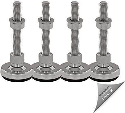Schwaderer Maschinenfüße/Stellfüße/Nivelllierfüße/Gelenkfüße, höhenverstellbar SFE 50, 4er-Set, Ø 50mm, Edelstahl, Gewindegrößen M8-M30, (M12x100)