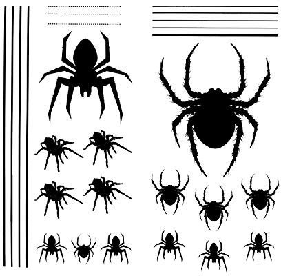 Oblique Unique® Spinnen Sticker Aufkleber Realistisch Schaurig Haarig Horror Halloween Deko Schwarz