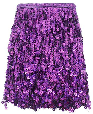 Yalulu 6.5 Yards Länge 30cm Breite Pailletten Quaste Schnittfranse Fransenborte Fransenband Trimmen Kostüm Lateinisches Kleid Garment Apparel Spitzenborte Nähzubehör (Lila)