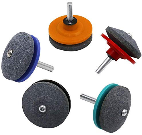 WENTS Affilacoltelli per Tosaerba 5PCS Falciatrice a Lame Affilate per Trapano a Mano con Trapano Elettrico, Affilatrice per Attrezzi da Giardino