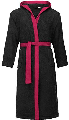 Ladeheid Herren Frottee Bademantel aus 100% Baumwolle LA40-190 (Schwarz-30/Weinrot-27, M)