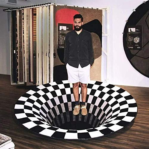 Bangyao 3D Teppich Optische Täuschung Illusionsteppich Vortex Carpet 3D Bodenloses Loch Zotteliger Teppich Teppich Für Wohnzimmer Schlafzimmer Esszimmer Fußmatte Küchenfußmatten