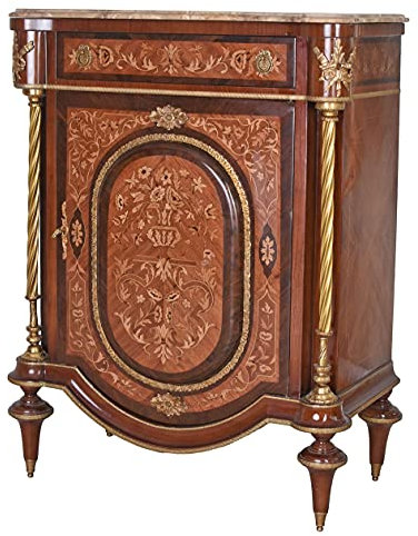 Schrank Barock Holzintarsien Marmorplatte Barockschrank Anrichte Antik Sideboard cat112 Palazzo Exklusiv