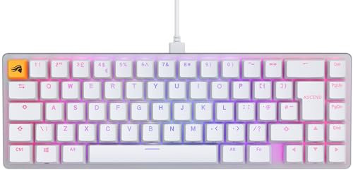 Glorious Gaming GMMK 2 Compact (65%) – Mechanisches Gaming-Keyboard, Aluminiumrahmen, anpassbar, Doubleshot-Kappen, Fox Schalter, tastenweise RGB, Englisch QWERTY Layout - Weiß