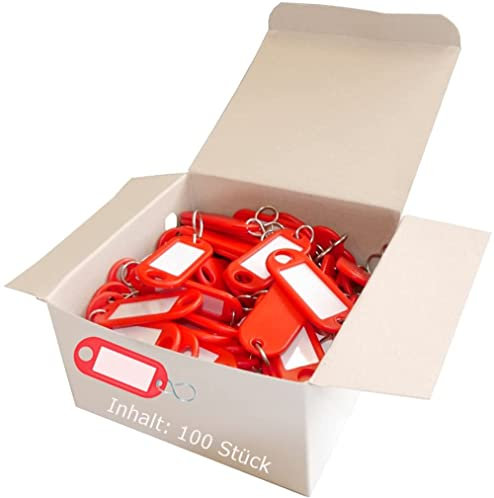 WEDO 262811802 Schlüsselanhänger zum Beschriften | rot | 100 Stück | mit Ring