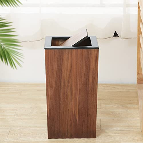 DRSFF Poubelle carrée créative Poubelle à clapet pour Salon Chambre Cuisine Grandes poubelles Corbeille à Papier Seau de Rangement en Bois pour Bureau à Domicile Commercial (Couleur : A)