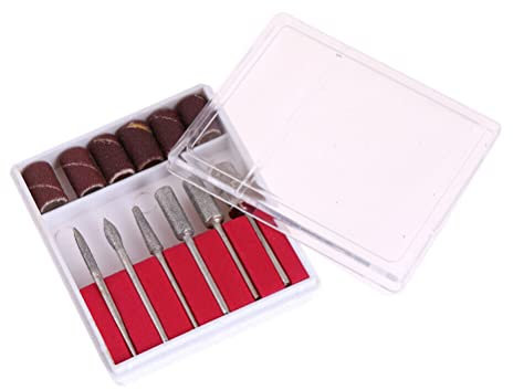 LondonExpress Juego de 12 brocas de uñas para manicura de cutículas, kit de esmalte de gel, juego de manicura eléctrica con bandas de lijado para limas de uñas eléctricas de gel acrílico, máquina de