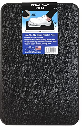 Cottage Mills Stay-in-Place Pedal Mat - 9 x 14. Non-Slip Mat Keeps Sewing Machine Pedal in Place. Made in USA.