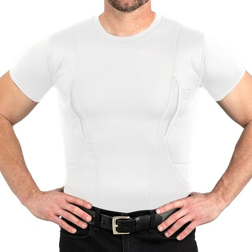 CCW Tactical Verdecktes Holster-Shirt, sichere Klettverschlusstasche mit großem Stauraum, Herren-Crew-Shirt, Weiss/opulenter Garten, L