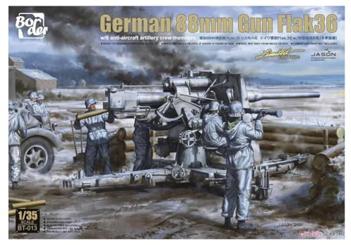 Border Model - Model Canon German 88 mm Gun Flak36 W/6 Anti-Aircraft Artillery Crew Members |Border Model|bt-013| 1:35 Model Tank Promo