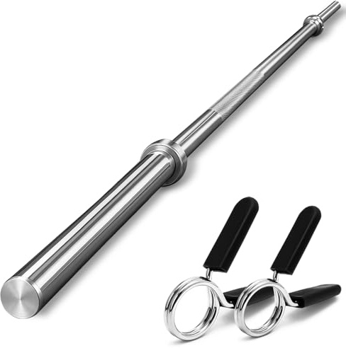 FK Sports Standard 1 Barbell Bar 1inch, Standard Weight Bar With 2 Collars, Weight Plates 1 Center Holes, Weight Lifting Bar, Chrome Bars, Anti-Slip Hand Grip Barbell 4ft,5ft,6ft,7ft. (4ft)