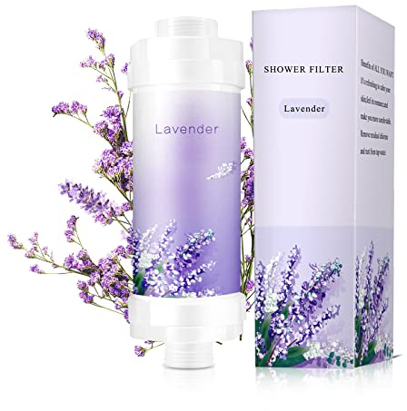 lonstin Dusch-Infuser, Vitamin-C-Duschfilter für hartes Wasser, Duschkopffilter zu Chlorfluorid-Sediment, hilft trockener Haut und Haarausfall, einfache Installation (Lavendel)