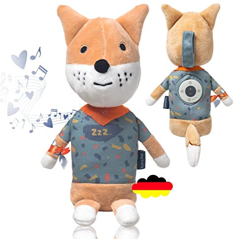 Spieluhr Baby - Frei bespielbares Kuscheltier Baby | Kuschelige Einschlafhilfe Babys mit Schlaf-Timer - Musikbox Kinder als Plüschtier | Einschlafhilfe Kinder bis 6 Jahre | Fuchs mit Stoffsäckchen