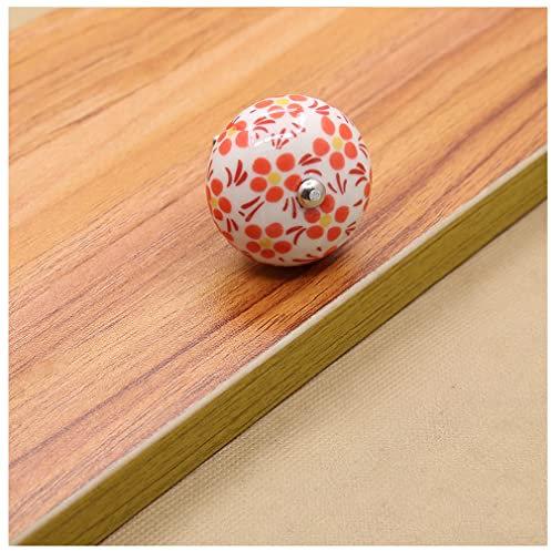 JAXU CWN 'ART 4 Stück Vintage Blumen Keramik Knäufe für Schublade Kommode Kleiderschrank Tür Einzelgriffe Heimdekoration mit Befestigungsschrauben - rot