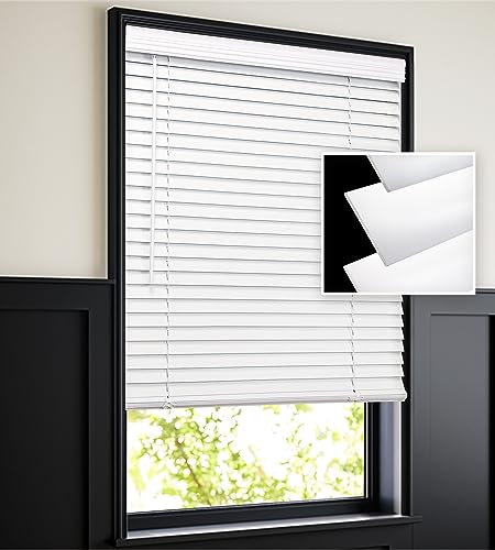 LazBlinds Persiane orizzontali in legno senza fili da 5,1 cm, tende oscuranti per finestre - Dimensioni persiane effettive: 67,5 W x 160 H, legno di tiglio, bianco