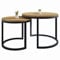 Lumarc Modena, 2er Set Couchtische Handgefertigte aus Massivholz Eiche Geölt und Stahl im Modernen Industrial Minimalistisch Design, Schwarz, Rund, Ø60x45 cm / Ø45x40 cm