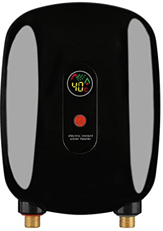 CUSMA Electric Water Heater, 3000W Mini Electric Tankless Instant Water Heater with LCD Display, Suitable for Kitchen Sink,Black