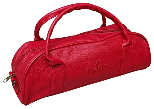 Acclaim Newport Rounded Style Mini Three Bowls Synthetic Grain Leather Look Lawn Green Bowling Bag with Dividers and Shoulder Strap (Red)