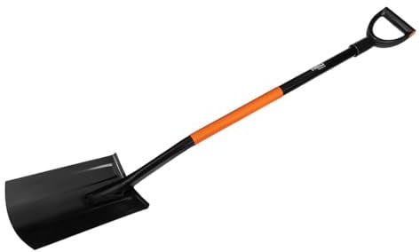 NEO TOOLS Massiver Spaten Gartenspaten aus Qualitätsstahl und ergonomischem Stiel, D-Griff Schaufel aus Stahl Gartenspaten zum Löchergraben Einpflanzen von Bäumen, Sträuchern (Gerader Spaten)