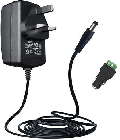 ANLINK 12V 3A/3000mA 1.8M Long Power Supply Adapter, AC 100-240V to DC 12V 3A 36W Switching Adapter 5.5x2.1mm Wall Transformer Plug with Screw Terminal Connector, UKCA Certified
