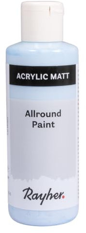 Rayher Allround Paint Acrylfarbe, zartblau, matt, Flasche 80 ml, hochpigmentierte, cremige Allzweckfarbe, gute Deckkraft, farbintensiv, wasserfest, speichel- und schweißecht, 35077354