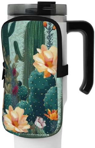 GFLFMXZW Wasserflaschen-Beutel, Sportflaschen-Zubehör, Tasche, Sommer, Blumen, Kaktus, Handheld-Wasserflaschen-Beutel für Fitnessstudio, Wasserflaschen, Zubehör für Wandern, Becher, Trinkflasche,