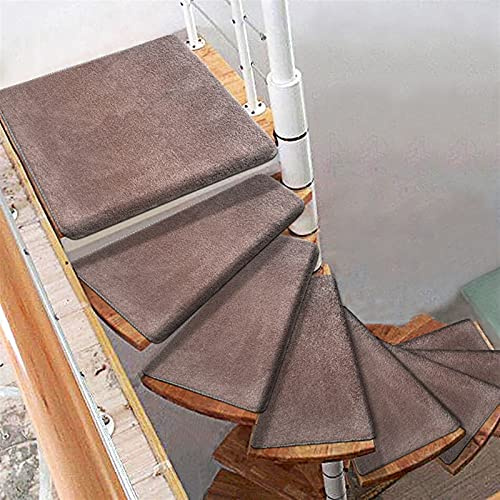 ASHILD Treppenstufenmatten für geschwungene Treppen, Links/rechts abbiegen, Rutschfester Wendeltreppen-Teppich, drehbare Treppenmatten, Treppenpolster-Teppich, Selbstklebende Abdeckung, 1 Stück