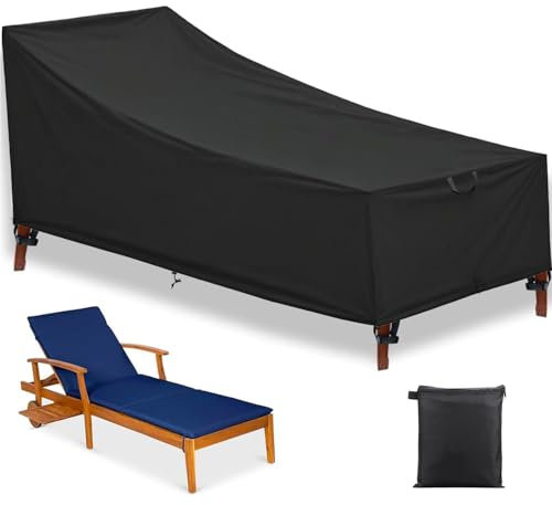 Gartenliege Abdeckung, Wetterfest Schutzhülle mit 4 Winddichte Schnalle, UV-Beständiges, Reißfest, Schwerlast 210D Oxford Gewebe Schutzhülle für Sonnenliege, Liegestuhl, Deckchair(200x75x40/70CM)