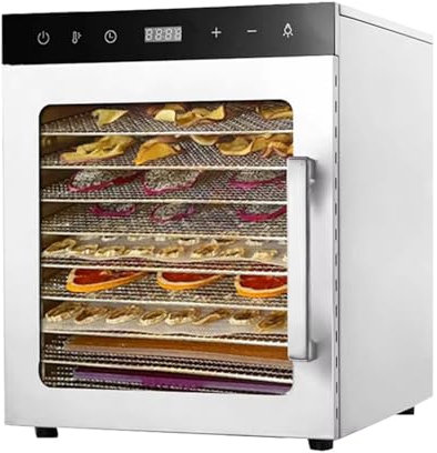 QFGain 800W LED Commercial Drier, 10/12 Layer Food-Dehydrator Machine, Stainless-Steel Home Veggie Beef Dryer, Food Processer, Food-Dryer for Fruit-Mushroom-Meat-Jerky-Herb 12layer-110V