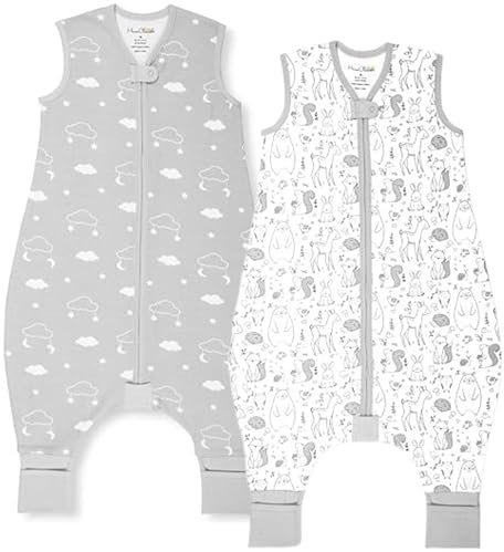Mama Cheetah Toddler Schlafsack mit Füßen 2T, 2,5 TOG Bio-Baumwolle Baby Schlafsack mit Beinen, Baby Wearable Decken für Walker w / 2-Wege-Reißverschluss, Baby Schlafsack für Mädchen Jungen, Medium