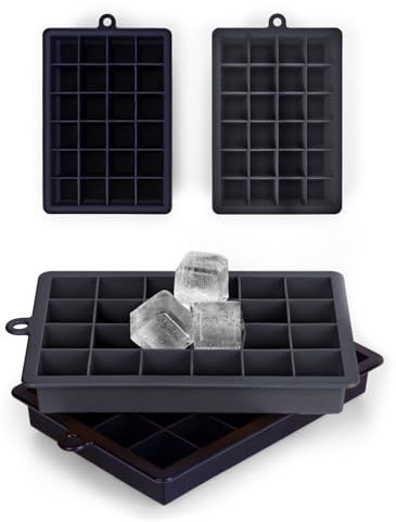 Blumtal Lot de 2 bac a glacon silicone 24 compartiments - Glacons moule sans BPA - Bac glacon silicone pour glacons 2,6 cm - 2 x Moule a glacon taille M - Bac a glacons - Noir bleu & Noir bleu