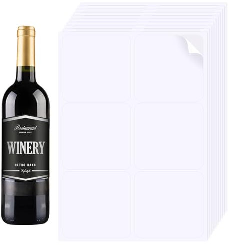 Styquenzer 10 Sheets 4 X 3-1/3 Inch Blank Wine Bottle Matte White Labels, Printable Wine Labels, Custom Bottle Stickers, DIY Personalized Labels