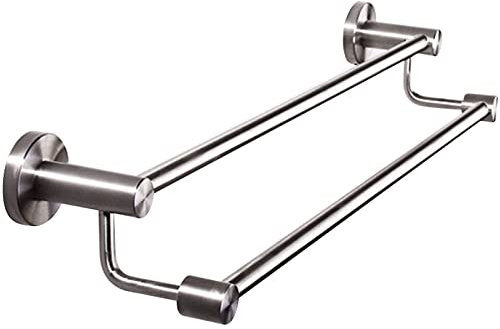Double Barre Porte-Serviettes Salle de Bain Porte-Serviettes Support étagères 80 cm 100 cm 120 cm Support Mural en Acier Inoxydable Style Contemporain Finition polie présent