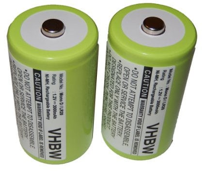 vhbw 2X Akku Ersatz für HR20, D, LR20, KR20, R20, Mono für Funkgeräte mit UKW-Radio (3000 mAh, 1,2 V, NiMH)