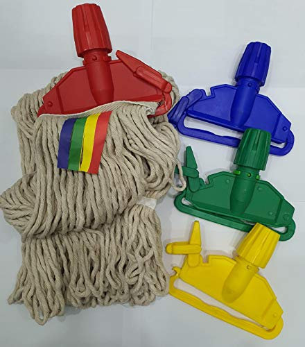 RETAILIA 2pk Kentucky Mop Heads, Multicolor, Cotton, Heavy Duty, Super Absorbent, Universal Clip, Hard Floor