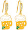 JunyiDIY Yellow Beer Mug Earrings, Women’s Statement Enamel Alloy Four-Leaf Clover Lucky Jewelry for Sisters Best Friends Graduation Birthday Party YA5718