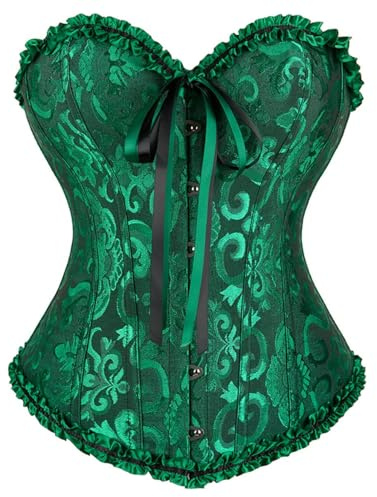 KUOSE Womens Black Basque Body Shaper Overbust Corset Top Plus Size S-6XL