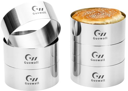 Guowall 3Pcs Stainless Steel Cake Rings, Dessert Moulds for Baking, Cooking, Dessert