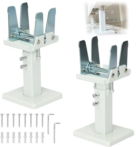 aleawol 2 Stück Heizkörper-Bodenhalterungen 14-21cm Verstellbare | Bodenmontage Heizkörperhalter Stahl-Kühlerstützhalterungen, mit Schrauben und Sechskantschlüssel, für Plattenheizkörper
