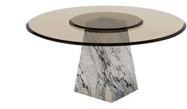Table de Cuisine Moderne Table à Manger Ronde en marbre Nordique Verre Simple de fête la Maison(S:110 * 75cm)