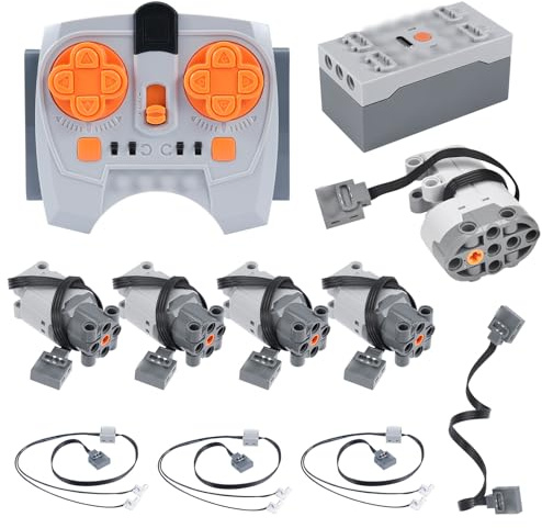 Power Functions Motor Set Binghe ServoMotor Power Function 11 Teiliges Elektrisch Motoren mit L Motor, 2.4G Fernbedienung, Batteriebox, Verlängerungskabel, LED-Lichtkabel mit vielen Modellen