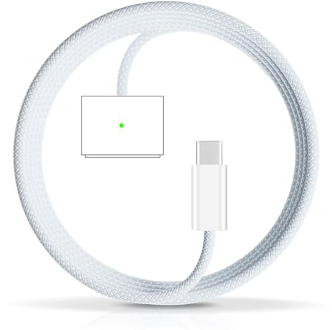 Diyuna Cargador magnético USB-C de 140 W para MacBook Air/Pro, carga rápida PD, conexión magnética de 3ª generación, cable trenzado de 2 m, ideal para viajes, azul cielo