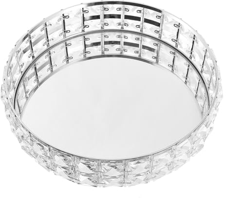 GARVALON Plateau Miroir Décoratif Argenté 30 CM pour Présentation de Nourriture, Rangement de Bijoux et Service, Plateau de Présentation Multifonction pour Salle de Bain, Salon et