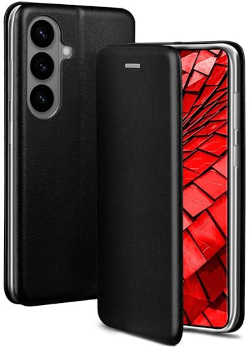ONEFLOW Business Case für Samsung Galaxy S26 Plus Handyhülle klappbar mit Standfunktion, Klapphülle Flipcase Cover Dünn, PU Leder Hülle mit Kartenfach, 360 Grad Schutzhülle, Schwarz