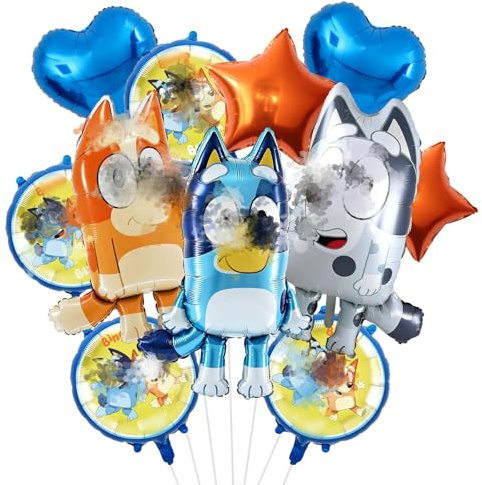 Geburtstagsdeko Balloons 10Pcs-Blue Folienballons 61 cm x 68 cm Party Kindergeburtstag Dekoration Comicfiguren Luftballons Geburtstags Banner Heliumballons für Mädchen Junge Geburtstag Party